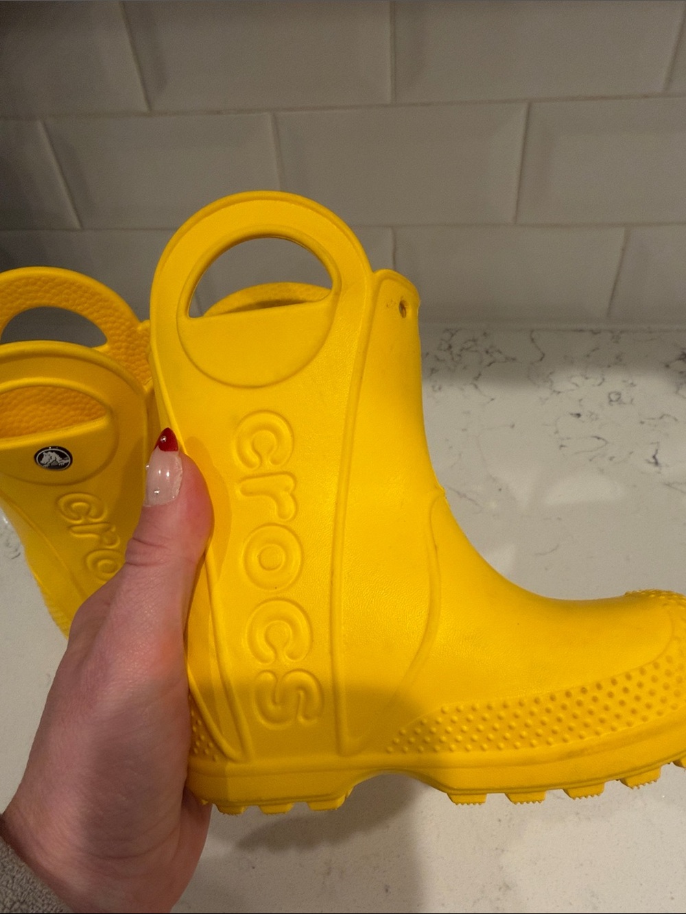 CROCS Kids Yellow Handle Rain & Snow Boots - Picture 6 of 6